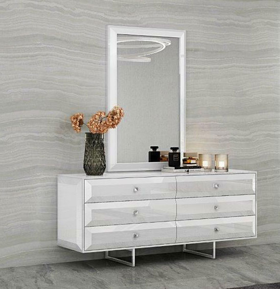 double dresser with large vertical mirror